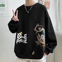 Áo Sweater Tay Dài Cổ Tròn Dáng Rộng In Hình Luffy Và Ace Phong Cách Hip hop Thời Trang Cho Nam Giới Size M-8XL