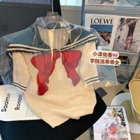 Áo Sweater Tay Ngắn Cổ Thủy Thủ Thắt Nơ Đáng Yêu Cho Nữ  tao bao
