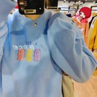 Áo Sweater Thêu Con Gấu Siêu Cute Cặp Đôi Nam Nữ Form Unisex Hàn Quốc - Rẻ Đẹp -Khoác Hoodie Nỉ KhChống Nắng VÀ Lạnh - XANH - M