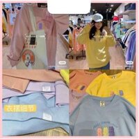 Áo Sweater Thêu Gấu Jelly Nỉ Ngoại Áo SWT Tay Phồng Chất Nỉ Unisex Mịn Đẹp - Kem,Fs<1m6,<65kg