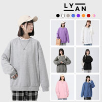 Áo Sweater Trơn Basic Thêu Áo Sweater Chất Nỉ Lót Nhung Dày Dặn Áo Nỉ Cổ Tròn Basic Dày Dặn Dáng Rộng Nam Nữ