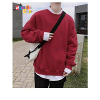 Áo Sweater Trơn Chất Nỉ Lót Bông Màu Đỏ Đô - Sweater Unisex - MM - XXL - ĐỎ ĐÔ
