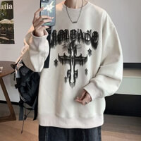 Áo sweater trơn Cổ Tròn Màu Trơn In Chữ Phong Cách hip hop Đường Phố Màu Sắc Đơn Giản Cho Nam Và Nữ áo hoodie không nón sweater unisex