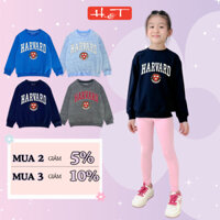 Áo sweater unisex bé gái bé trai H&T chất da cá cotton 4 chiều in chữ logo Harvard cho bé từ 4-12 tuổi-ATDBT009