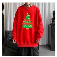ÁO SWEATER UNISEX cây thông noel ngôi sao vàng băng đỏ