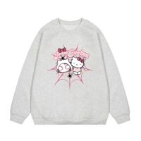 Áo sweatr nữ hellokity spider man form rộng dày xám tiêu áo nỉ dài tay mùa đông áo Khoác hàn quốc