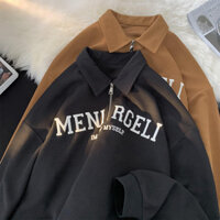 Áo Sweatshirt Cổ Bẻ Thêu Nặng Dành Cho Nam, Áo Polo Tay Dài Thương Hiệu Thời Trang Xuân Thu, Áo Khoác Lười Chic Retro Mỹ Dành Cho Cặp Đôi