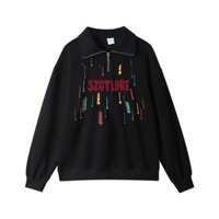 Áo Sweatshirt Thời Trang Xuân Thu Cho Nữ, Áo Có Khóa Kéo, Cổ Polo, Mới Xuân Thu, Mỏng, Lỏng Lẻo, Phong Cách Đại Học, Retro Mỹ