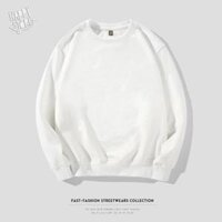 Áo Sweeter Nam Nữ 2 Màu Trắng Đen Basic Dễ Phối Đồ nỉ bông cao cấp - Trắng,L