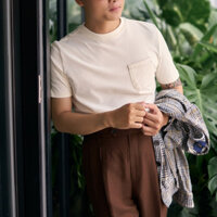 Áo T-Shirt Màu Kem Cổ Tròn Chất liệu Cotton KILEE 2024