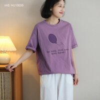 Áo T-shirt ngắn tay cổ tròn KAMAKA form dài in quả bóng - NU10035