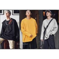 Áo T-Shirt Trơn Longsleeve Xẻ Tà Unisex Nocturnal (4 màu: Đen, Trắng, Vàng, Choco) ་