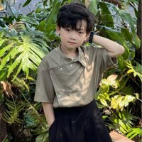 Áo Tà Lệch + Quần Suông Đen From Rộng Cho Bé Trai ( Có Bán Lẻ)