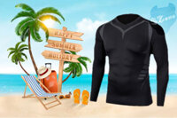 Áo tắm nam dài tay chống nắng Szone107, vải chống tia uv, đủ size - Sag107 Đen - S