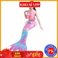 Áo tắm nàng tiên cá cho bé gái đồ bơi đi biển đồ chơi hóa trang trẻ em thắt nơ hồng, bikini bé gái xinh xắn E1700