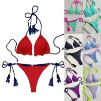Áo tắm nữ Âu Mỹ Hot Girl bikini xẻ tà hình tam giác gợi cảm hai mặt tương phản màu bãi biển bikini áo tắm ba điểm