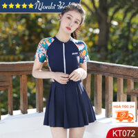 Áo tắm size lớn cho bé gái, cỡ đại đến 65kg, dáng liền thân chân váy nữ tính, chất thun bơi dày đẹp mịn mát | KT072
