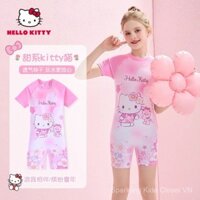Áo tắm trẻ em Hello Kitty, đồ bơi một mảnh thời trang, đồ bơi mùa hè mới 2025 cho bé gái