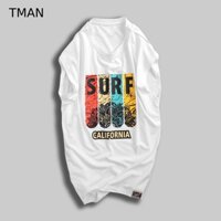 Áo Tank Top Nam - Ba Lỗ Nam CALI Màu Trắng Cao Cấp, in hoạ tiết, vải Cotton, form rộng - TMAN