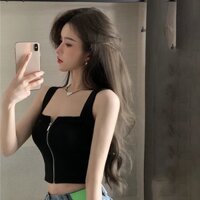 Áo tank Top Phối Khóa Kéo Thời Trang Mùa Xuân Dành Cho Nữ