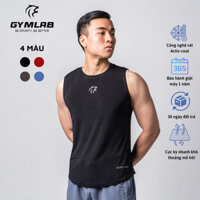 Áo Tanktop tập gym nam Gymlab form fit thể thao vải poly thoáng mát - MID LOGO