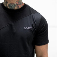 Áo Tập Gym Nam Cộc Tay Sọc Chéo LVFT SA478 - Chất Thun Cotton Mềm Mịn - Co Giãn 4 Chiều Đỉnh - Đen . - L