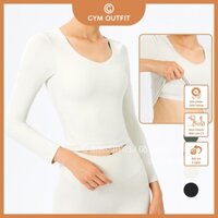 Áo Tập Gym - Yoga Nữ Lululemon Long Sleeve 2 in 1- Áo Thể Thao Dài Tay Cao Cấp Nâng Đỡ Ngực Có Sẵn Mút Lót Thu Đông
