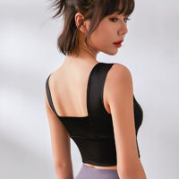 Áo Tập Gym,Yoga,Zumba Nữ Tập Thể Thao Kèm Miếng Đệm Ngực Chất Vải Mịn Co Giãn,Thoáng Mát DNS661 - Áo Đen - L 55-68kg