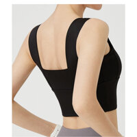 Áo Tập Gym,Yoga,Zumba Nữ Tập Thể Thao Kèm Miếng Đệm Ngực Chất Vải Mịn Co Giãn,Thoáng Mát DNS661 - Áo Đen - M 47-54kg