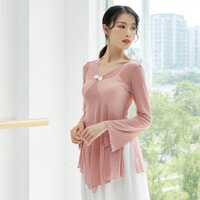 Áo tập múa cổ trang, trang phục biểu diễn múa, áo đắp chéo ngực FTM43