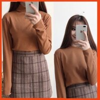 Áo tay dài cổ lọ thiết kế đơn giản hợp thời trang