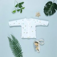 Áo tay dài in quả địa cầu IQ Baby màu trắng