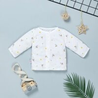 Áo tay dài in thuyền IQ Baby màu trắng