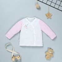 Áo tay dài in voi IQ Baby màu trắng - hồng
