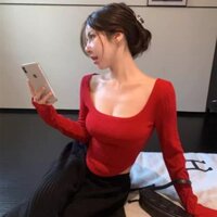 Áo Tay Dài Kiểu Cổ Vuông PINKSTORE29 Vạt Bầu Nữ Tính A51001