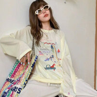 Áo Tay Dài mỏng nhẹ In Họa Tiết hottrent mùa hè Tizionvn , Áó thun nữ tay dài vải thun giấy, thun xược thoáng mát 2024 T