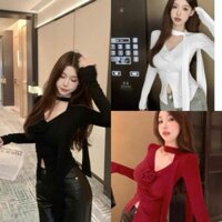 ÁO TAY DÀI THU ĐÔNG CÁCH TÂN KÈM DÂY CÓ HOA HỒNG ĐỎ XINH TẾT TƯ ETY111