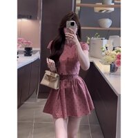 Áo Tay Ngắn Cổ Tròn Chấm Bi Ngọt Ngào Phong Cách Hàn Quốc Chân Váy Hai Chiếc Bộ Đồ Thời Trang Mẫu Mới Mùa Hè Cho Nữ