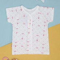 Áo tay ngắn in hình thú hồng IQ Baby màu trắng