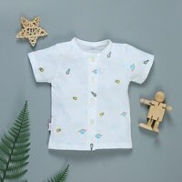 Áo tay ngắn in quả địa cầu IQ Baby màu trắng