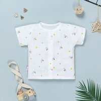 Áo tay ngắn in thuyền IQ Baby màu trắng