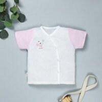 Áo tay ngắn in voi IQ Baby màu trắng - hồng