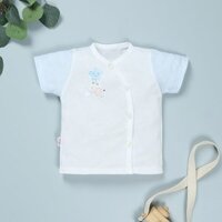 Áo tay ngắn in voi IQ Baby màu trắng - xanh dương