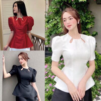 Áo tay phồng peplum khoét giọt nước sang trọng