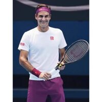 Áo tennis Uniqlo Federer với áo thun cổ tròn in cotton ngắn tay thể thao thông thường