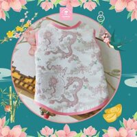 Áo Tết Sườn Xám Rồng Hồng Cho Chó Mèo, Váy Tết Cho Thú Cưng Chất Liệu Cao Cấp