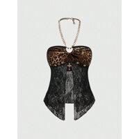 Áo Thắt Dây Phối Ren Da Beo Thời Trang Nữ