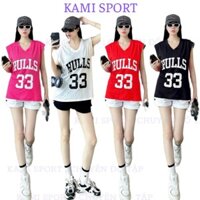 Áo thể thao nữ, áo phông số 33 cotton giấy mỏng mát thấm hút mồ hôi chuyên tập zumba, aerobic