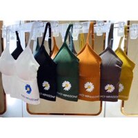 Áo thể thao tập gym yoga nữ - Bra 2 dây dệt kim hoa cúc mút dày