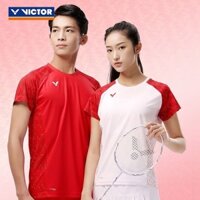 Áo thể thao Victor quần vợt hàng đầu dành cho nam và nữ, trang phục cặp đôi, thấm mồ hôi và hấp thụ độ ẩm quần áo tập luyện thi đấu ngắn tay